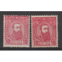 1887 - Congo - COB 7 + 7a* - SCOTT 7 - The 2 different shades - MH