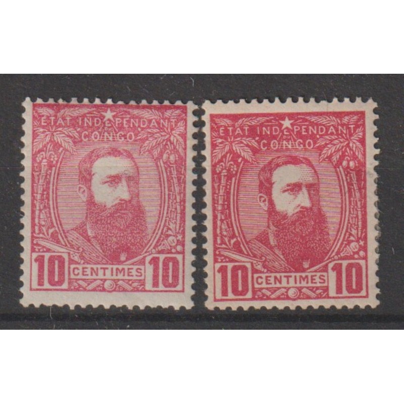 1887 - Congo - COB 7 + 7a* - SCOTT 7 - The 2 different shades - MH