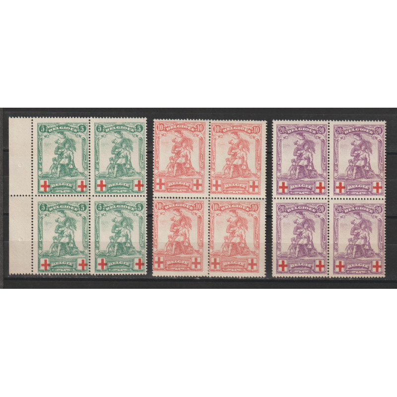 1914 - COB 126/8** - SCOTT B28/30 - Block of 4 - With 2 varieties - MNH