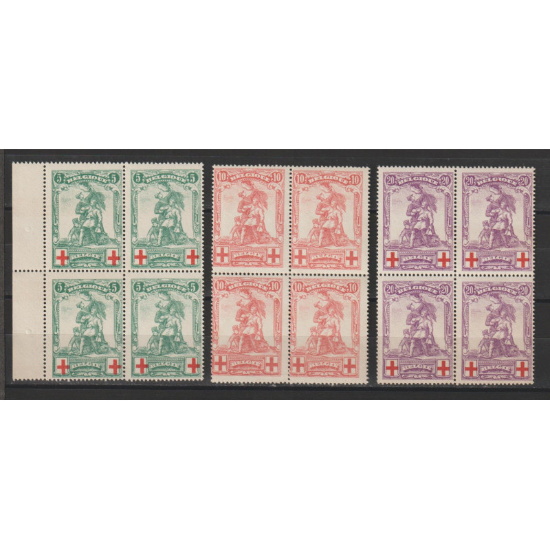 1914 - COB 126/8** - SCOTT B28/30 - Block of 4 - With 2 varieties - MNH