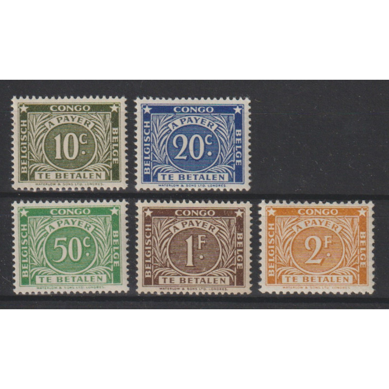 1943 - CONGO - Postage Due - COB TX73A/7A** - Perforation 14 x 14 1/2 - MNH