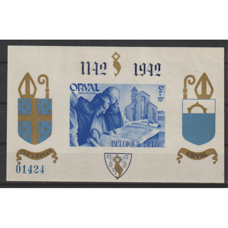 1942 - COB BL21* - Orval Abbey - Imperforated - SCOTT UNLISTED - MH