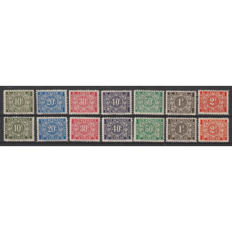 1945 - Postage Due - COB TX49/55A** - SCOTT J40/53 - MNH