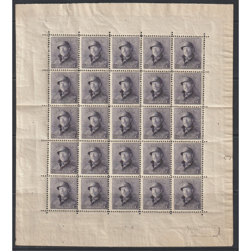 1919 - COB F169A** - Scott 128 - The sheet is folded but does not affect the stamps - MNH