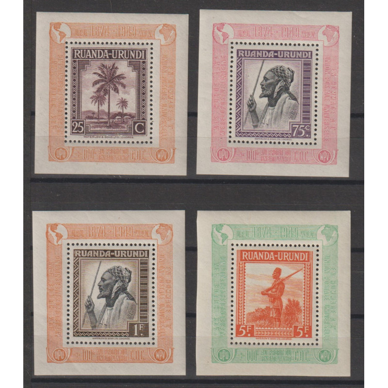 1949 - RUANDA-URUNDI - COB BL1/4A** - Miniature sheets U.P.U. - MNH