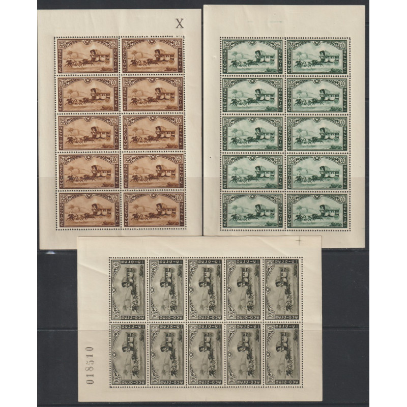 1935 - COB F407/9** - Scott B166/8 - 3 sheets - Stagecoach - MNH