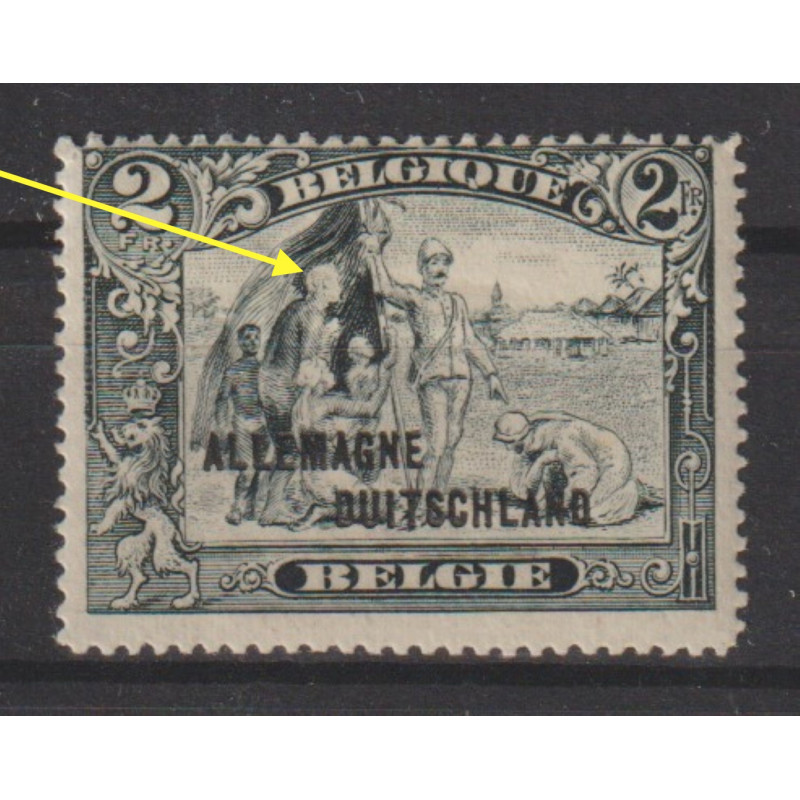 1919 - Belgian Occupation in Germany - COB OC52b* - Curiosity - White face - MH