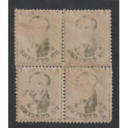 1865 - COB 13Bb* - SCOTT 13 - Perf. 14 1/2 - Block of 4